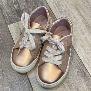 Kelly & Katie Metallic Rose Gold Kids Rory Sneakers Size 10 Side Zipper NWOT
